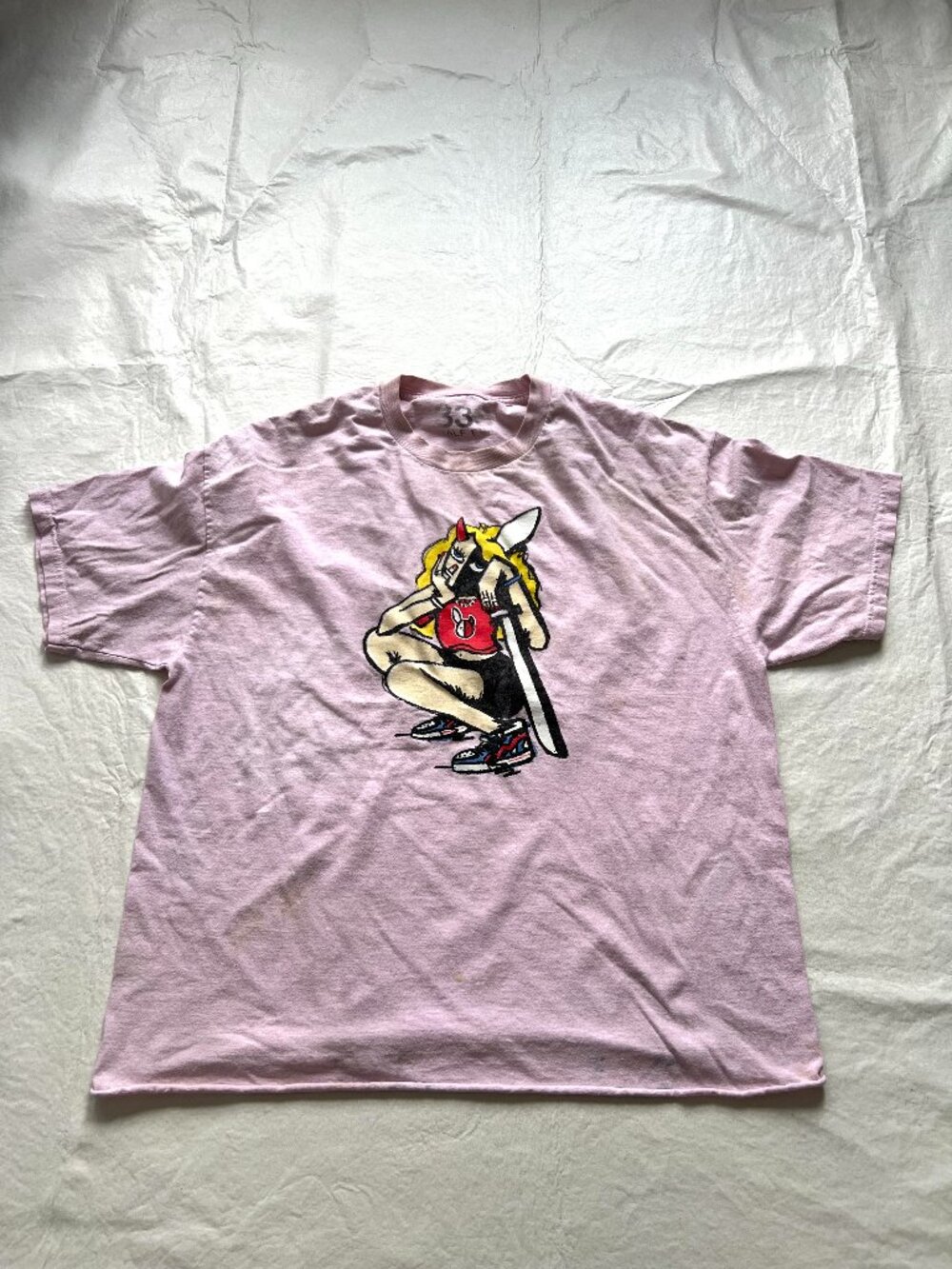Half Evil x Kodone K-Girl T-shirt light pink XL adult 333 short sleeve tee